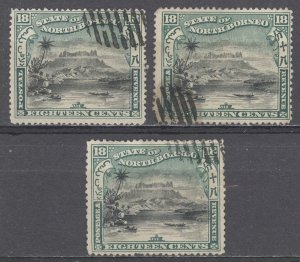 North Borneo Sc# 87 Used lot/3 1897-1900 18c Mount Kinabalu