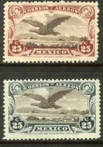MEXICO C3-C4, Early Air Mail set of two. C3 MINT, NH., C4 UNUSED, H OG. F-VF.