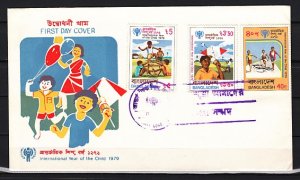 Bangladesh, Scott cat. 161-163. Year of the Child. First day cover.