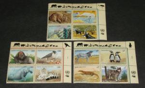 U.N. 1993, ENDANGERED SPECIES,INSC. BLKS/4, ALL 3 OFFICES,MNH NICE! LQQK!