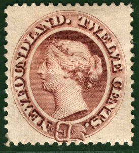 Canada NEWFOUNDLAND QV Stamp SG.28 12c Red-brown (1865) LMM Cat £650 GBLUE10