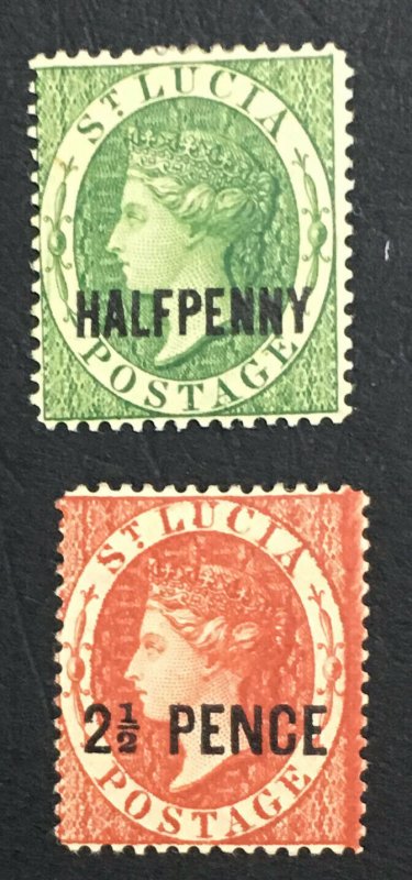 MOMEN: ST LUCIA SG #23-24 1881 MINT OG H LOT #61582