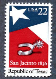 US Scott #2204 22c 150th Anniversary of the Republic of Texas (1986) MNH