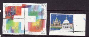 Switzerland-Sc#884-8-unused NH set-US Capitol-1991-