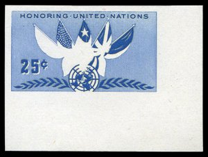 Liberia #C70var (Sanabria 107b), 1952 United Nations, imperf. single, blue on...
