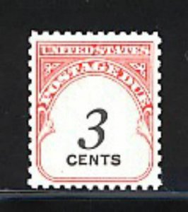 #J91  3  CENT POSTAGE DUE  MINT  VF NH  SHINY GUM O.G