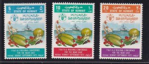 Kuwait #557-559  MNH  1972  FAO vegetables , fish and ship