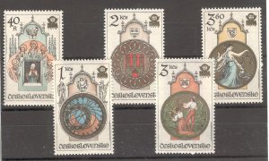 Czechoslovakia 1978 Town Hall Clock, Prague, Scott No. 2185-2189 MNH
