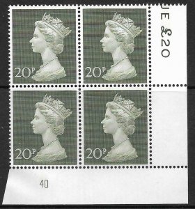 1970 20p Decimal Machin Cylinder 40 UNMOUNTED MINT