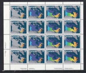 Canada Sc  890-894 1981 Maps of Canada stamp sheet mint NH