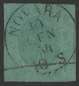 ITALY - Sardinia 1853 King Embossed 5c on coloured paper. Sass 4 cat €2500. Rare