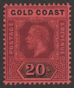 GOLD COAST 1913 KGV 20/- purple & black on red.