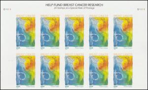 US B5a Breast Cancer imperf NDC header block 10 MNH 2014