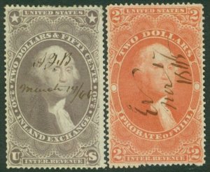 EDW1949SELL : USA 1862-63 Scott #R83c, 84c Used. Both XF Choice stamps. Cat $100 