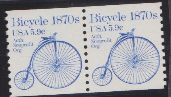 1901 Bicycle F-VF MNH transportation coil pair