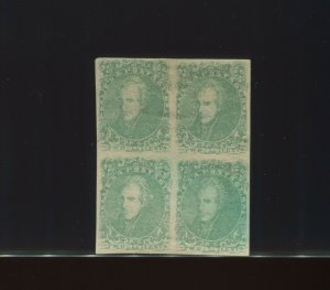 Confederate States Scott 3 Jackson Mint Block of 4 Stamps (Stock CSA 3 Block 1)