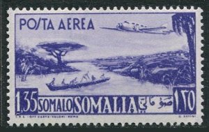 Somalia C20,lightly hinged.Michel 261. Air Post 1950. River, Vessels, Airplane.