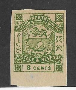 North Borneo Sc #42a  8c imperf single OG VF