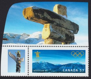 VANCOUVER OLYMPIC = INUKSHUK, WHISTLER BC = Canada 2010 #2366a MNH Stamp from SS