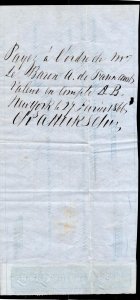 1866 Foreign Exchange Note  with 3c green SCR16c, 15c brn SCR39, 40c brn SCR53c