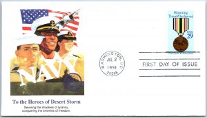 U.S. CACHETED FIRST DAY COVER TO THE HEROES OF DESERT STORM (NAVY) 1991