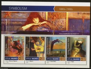 MALDIVES 2015  SYMBOLISM REDON KLIMT KONSTANTINAS WATTS  SHEET MINT NH