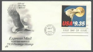 US Sc 1909 FDC. 1983 $9.35 Express Mail Eagle, Artcraft Cachet Unaddressed, VF