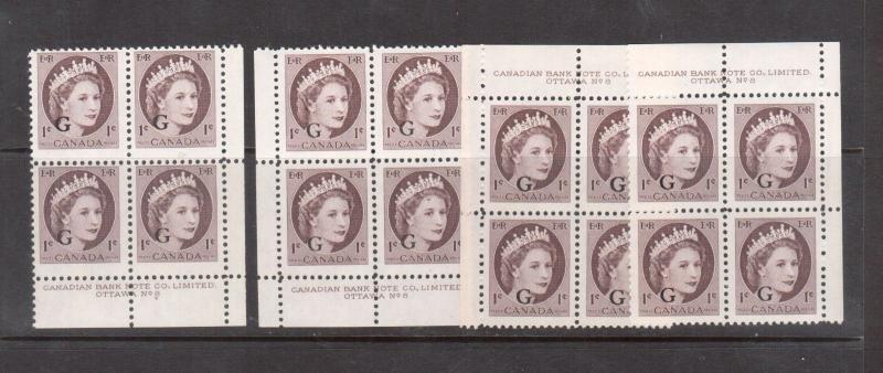 Canada #O40 VF/NH Plate #8 Narrow Block Match Set