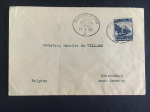 1936 Germany Ship Cover to Belgium Sea Post German East Africa Line