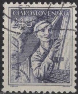 Czechoslovakia 656 (used) 2.40 engineer, vio blue (1954)