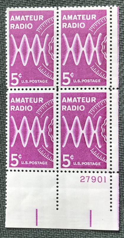 US #1260 MNH Plate Block of 4 LR Amateur Radio SCV $1.00 L23