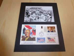 Dwight D. Eisenhower WWII photograph and USA FDC mount matte size 8 x 10