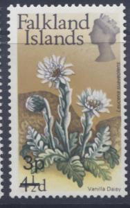 Falkland Is-Scott 202-Flowers-Overprint1971-MVLH-Single 3p on a 4.1/2p Stamp