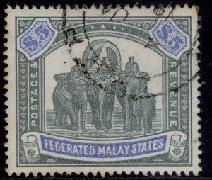 MALAYSIA - Federated Malay QV SG25, $5 green & brt ultramarine, USED. Cat £500.