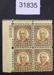 US STAMPS #633 MINT OG NH PLATE BLOCK LOT #31835