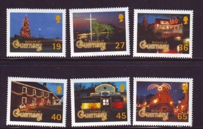 Guernsey Sc 750-5 2001 Christmas Lights stamp set mint NH