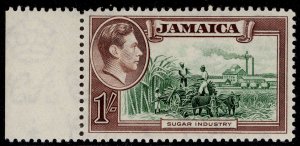 JAMAICA GVI SG130a, 1s green & purple-brown, NH MINT. Cat £650. REPAIRED CHIMNEY