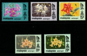 MALAYA SELANGOR SG166/9aa 1983-5 FLOWERS NO WATERMARK MNH