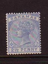 Bahamas Sc 28 1884 2 1/2d Victoria stamp mint