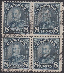 Canada 1930 used Sc 171 8c George V Arch Block of 4