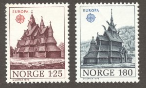 Norway Scott 727-28 MNHOG - 1978 Churches Issue - SCV $2.25