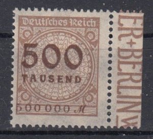 Germany 1923 Sc#280 VAR Mi#313 AP dgz perforated Margin mnh (DR1380)