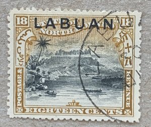 Labuan 1898 18c Kinabalu postally used, Comp perf. Scott 86b, CV $67.50. SG 101b