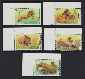 DR Congo Lions 5v Corners 2002 MNH SC#1621-1625