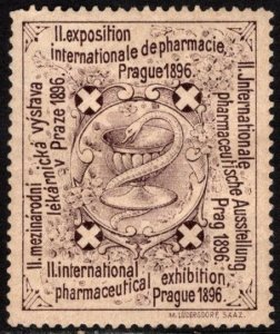 Scarce 1896 Czechoslovakia Poster Stamp International Pharmacy Exhibition