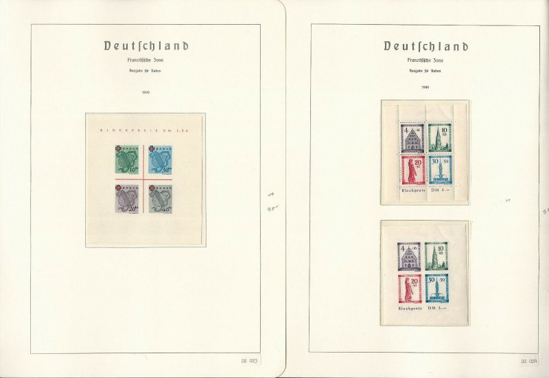 Germany Stamp Collection on 7 Hingless Lighthouse Pages, French Zone A, JFZ