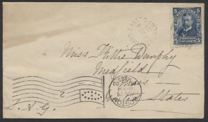 1903 Newfoundland #85 5c Duke of York On Cover St John's East to USA