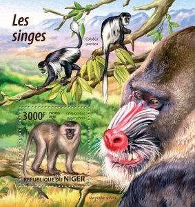 Wild Animals Monkeys Stamps Niger 2015 MNH Vervet Monkey Primates 1v S/S