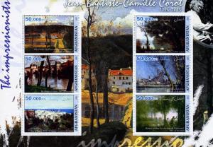 Afghanistan 2001 CAMILLE COROT Paintings Sheet Perforated Mint (NH)