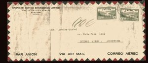 20c airmail PEACE ISSUE to ARGENTINA 2x 10c,  cover Canada